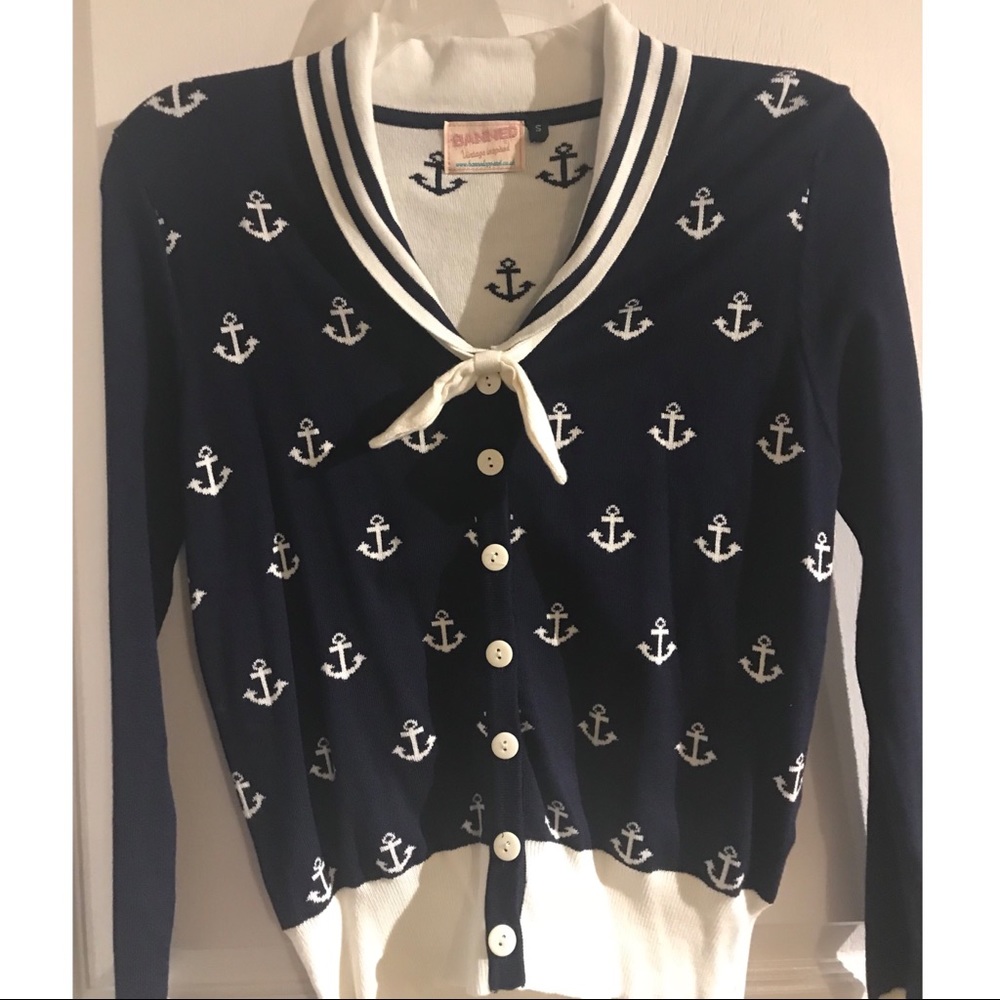 NWOT Vintage Style Anchor Cardigan
